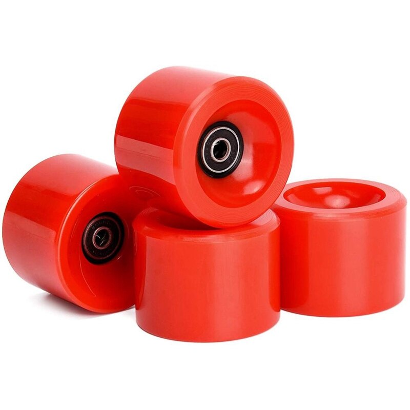 TopSet of 4 Wheels 70mm 78A Offset Hub Solid Longboard Wheels with ABEC 9 Black Bearing Riding Longboarding Wheels: Red