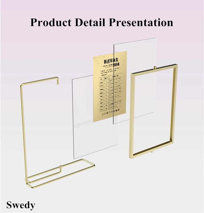 Double Sided Rotating T Shape Table Top Sign Holder Display Stand Restaurants Menu Paper Price Listing Ad Photo Poster Frame