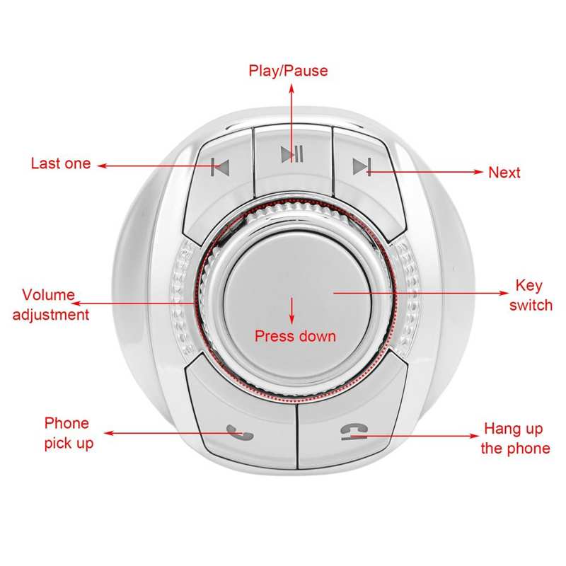 Steering Wheel Remote Control 8 Key Defined Functions Steering Wheel Control Button Wireless for Car
