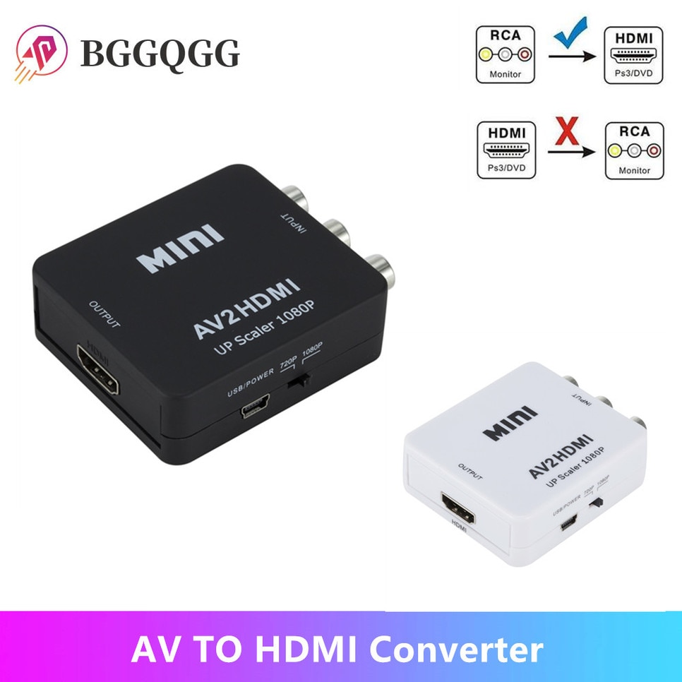 Bggqgg Full Hd Man-vrouw Rca Av Naar Hdmi Converter Adapter Mini Composiet Cvbs Naar Hdmi AV2HDMI Audio converter
