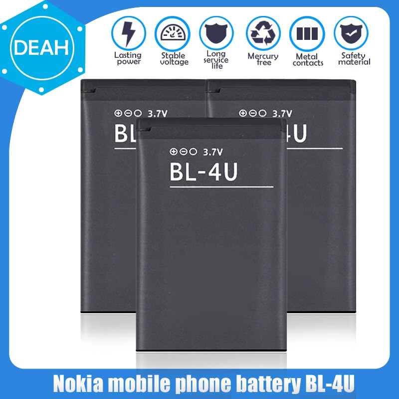 1000mAh BL-4U BL4U BL 4U batteria del telefono per Nokia Asha 300 305 306 308 309 3120c 5250 206 515 5330 5530XM XpressMusic 5730 6212c
