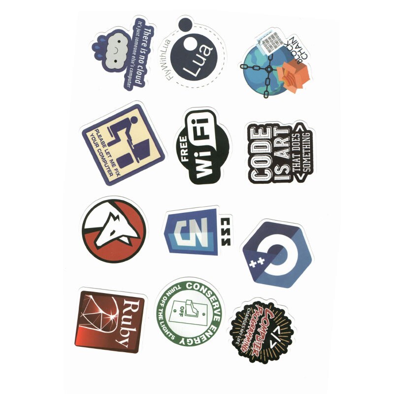 50pcs/set Linux Programming Language Stickers Cute Sticker Jave Js PHP Python Geeks Stationery Sticker Computer DIY Tools