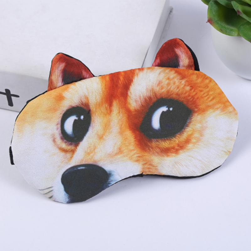 Eye Mask Eyeshade Cover Shade Natural Sleeping Eye Patch Cute Cat Dog Sleep Mask Women Men Soft Blindfold Travel Eyepatch: Akita
