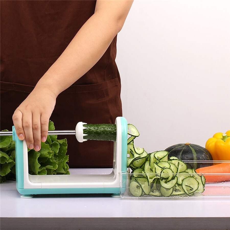 5 cuchillas de espiralizador de verduras plegable para verduras, Pasta y espaguetis, cortador de verduras en espiral, cortador de calabacín
