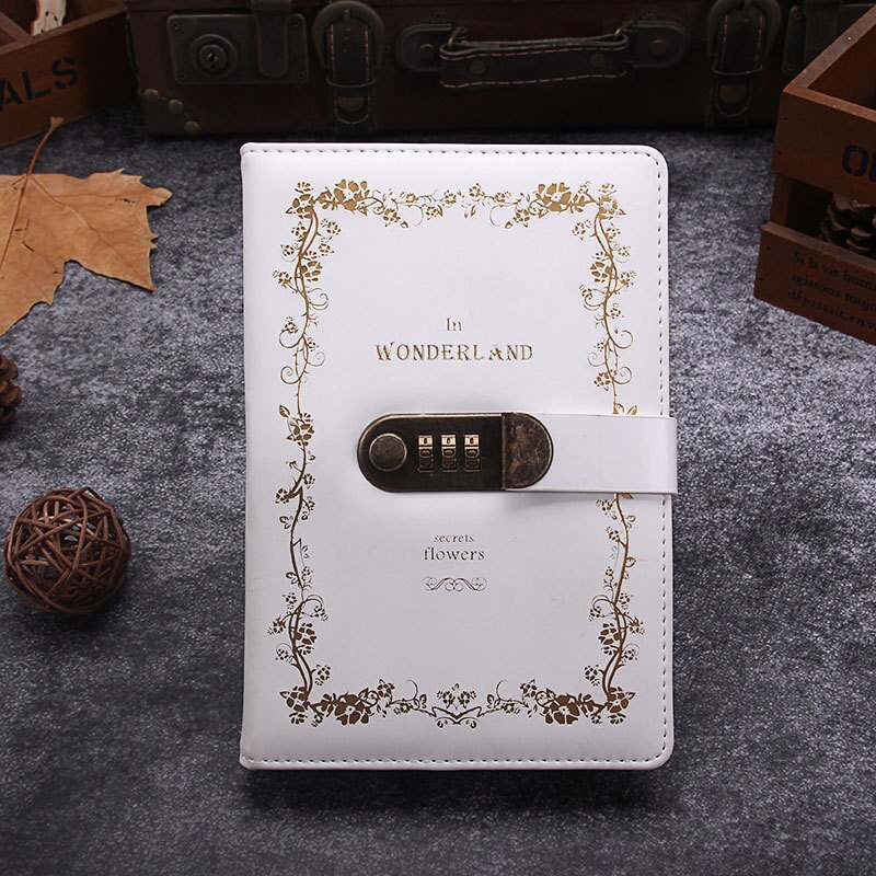 Password A5 Notebook With Lock 240Pages Writing Pads Lockable Notepad Diary School Supplies Student With Pen Secret PU A5: C