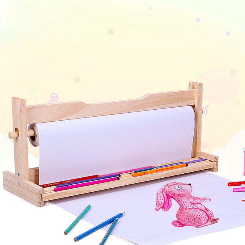 1 Set Practical Paper Roll Easel Painting Roll Dispenser Wood Painting Easel Painting Paper Roll Holder Children Drawing Supply