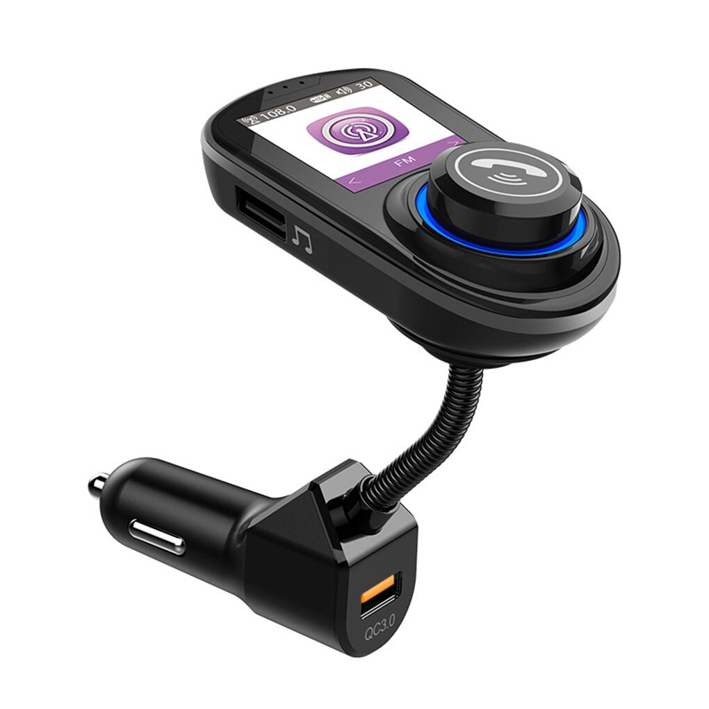 Car Wireless FM Transmitter 1.8inch HD Color Screen Hands-free Bluetooth5.0 MP3 Player Phone Charging