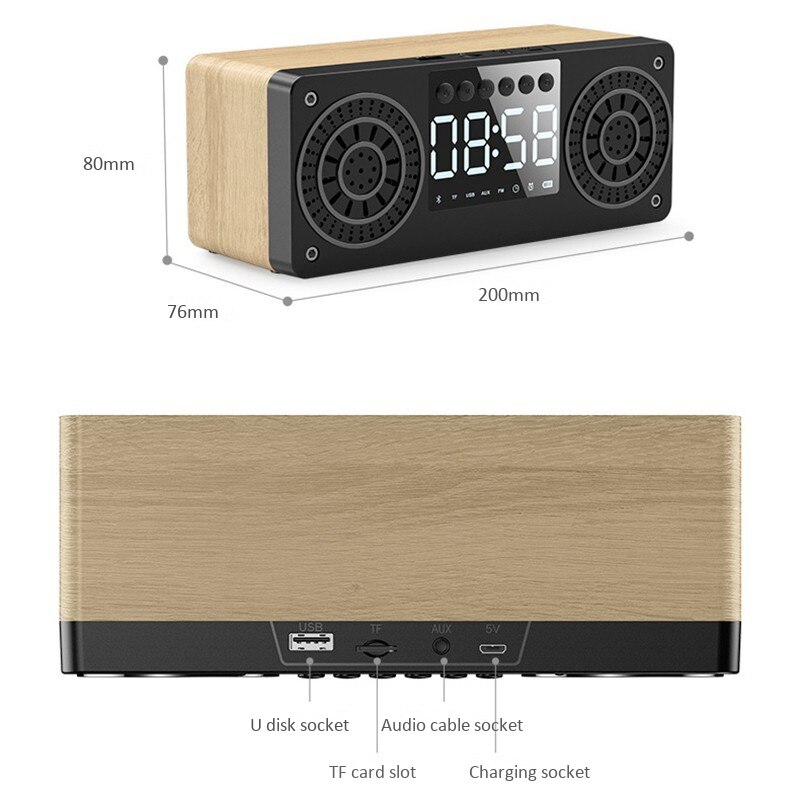 Stereo Wooden Subwoofer Bluetooth Speaker FM Radio Portable Speakers Mp3 Play Super Bass Loudspeaker Computer Column