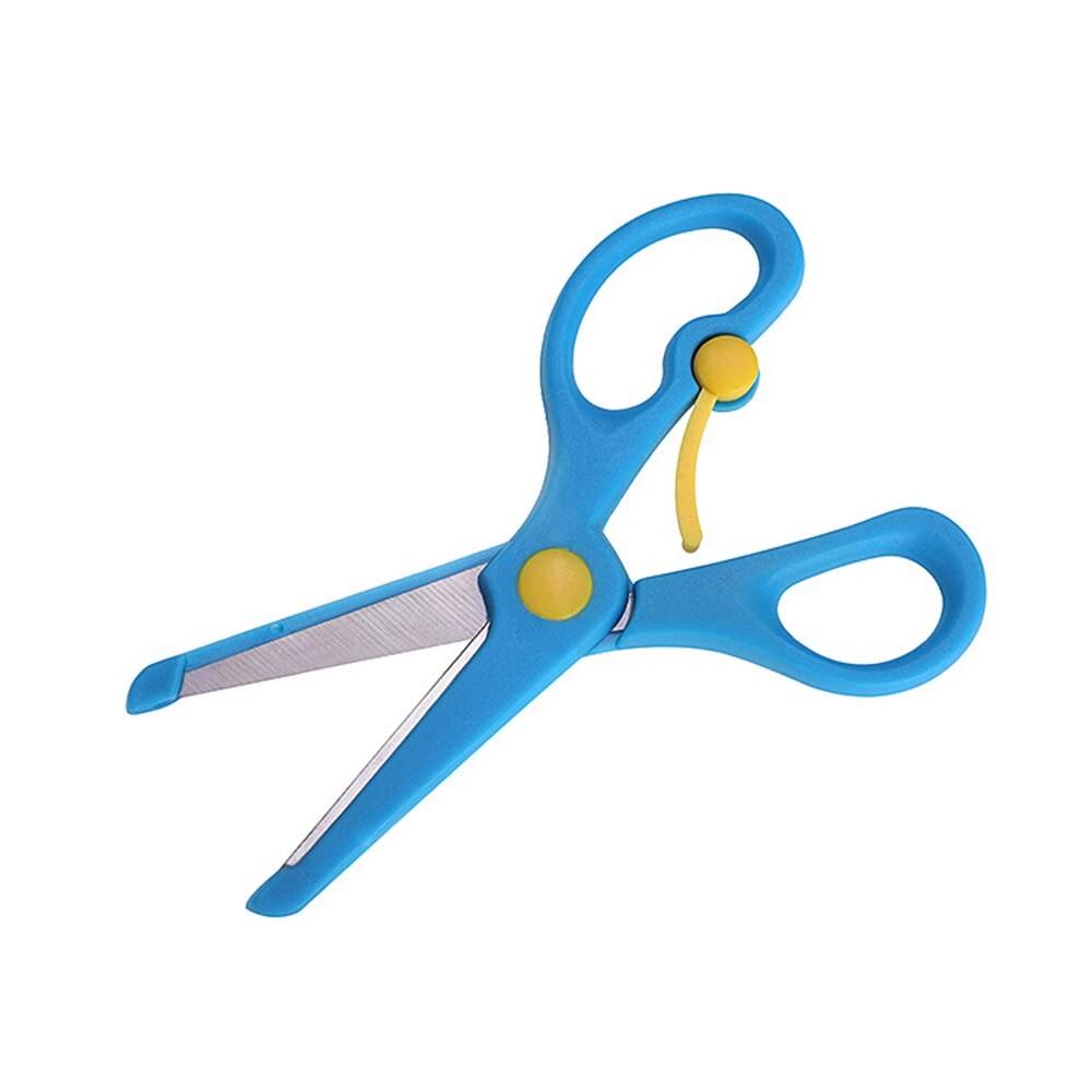 Scissors Stainless Steel Children's Scissors Stationery Elastic Safety Scissors Plastic Infant Round Head Hand Scissors: blue