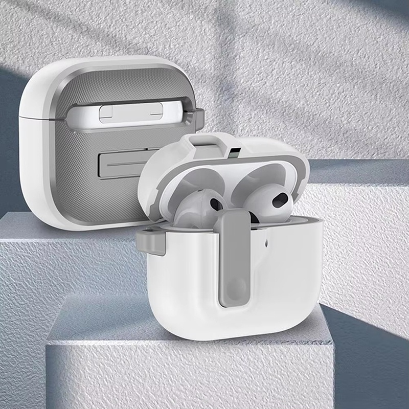 Oortelefoonschakelaar beschermhoes Draadloze Bluetooth-hoofdtelefoon Schokbestendige hoes met haak voor Apple Air Pods 4 3 2 1 Airpods Pro