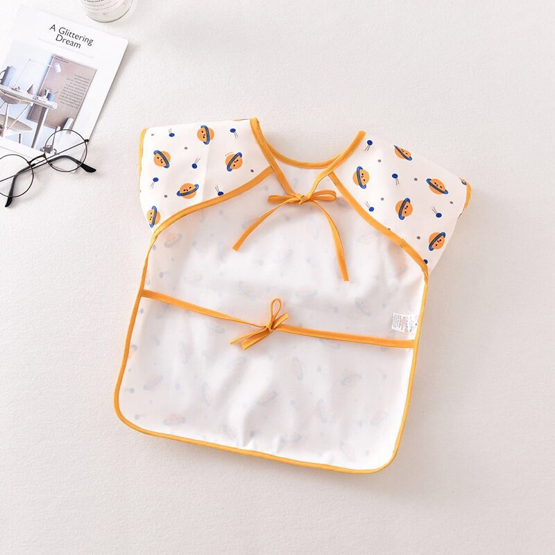 Cute Baby Bibs Short Sleeve Children Apron Waterproof Washable Clothing For Kids Baby Feeding Bibs