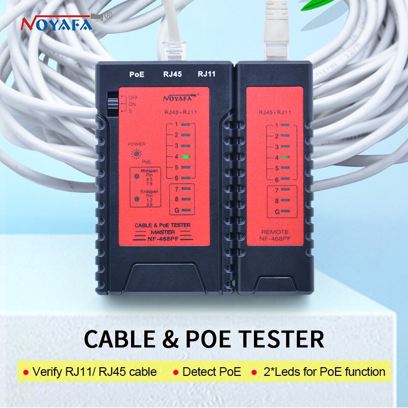 NF-468PF di continuità del Cavo Tester POE Tester Controllare il RJ11 e RJ45 Cavo rapidamente Rilevare Automaticamente i test di continuità