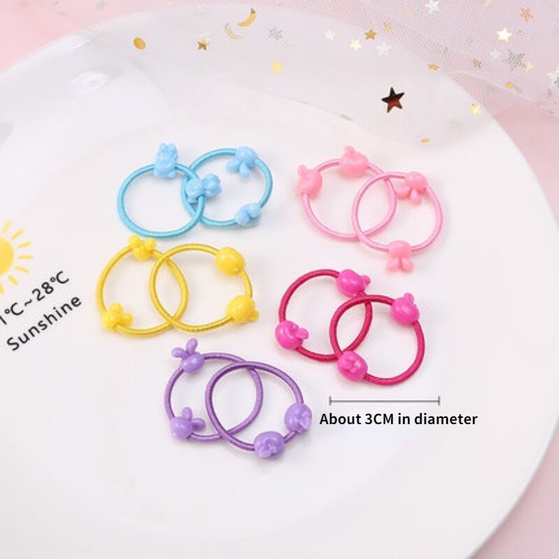 10pcs/set Girl Cute Cartoon Candy Color Rubber Band Elastic Hair Band Children Ponytail Headband Hair Accessories Set