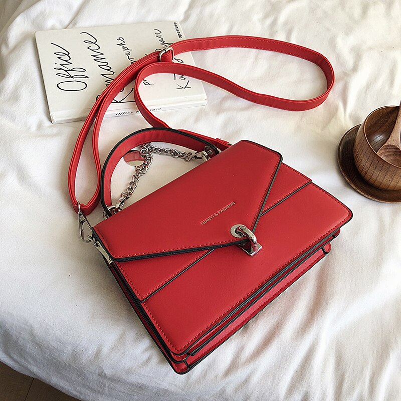 Bags For Women Luxury Handbag Casual Chain Wild Lady Shoulder Cross Body Bag Black Small Square Messenger female: Red crossbody bag