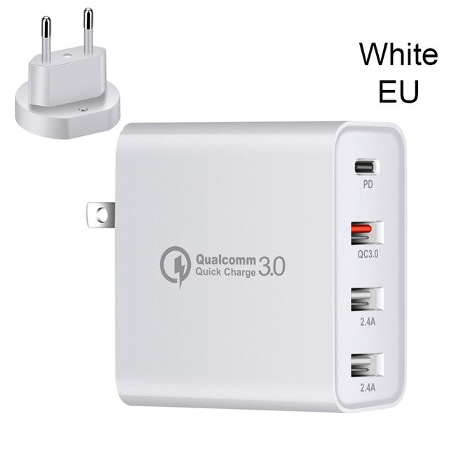 48W Schnell Ladegerät Typ C USB PD Ladegerät für Samsung iPhone XS Max Huawei iPad Pro QC 3,0 Schnelle wand Ladegerät US EU Stecker Adapter: White EU