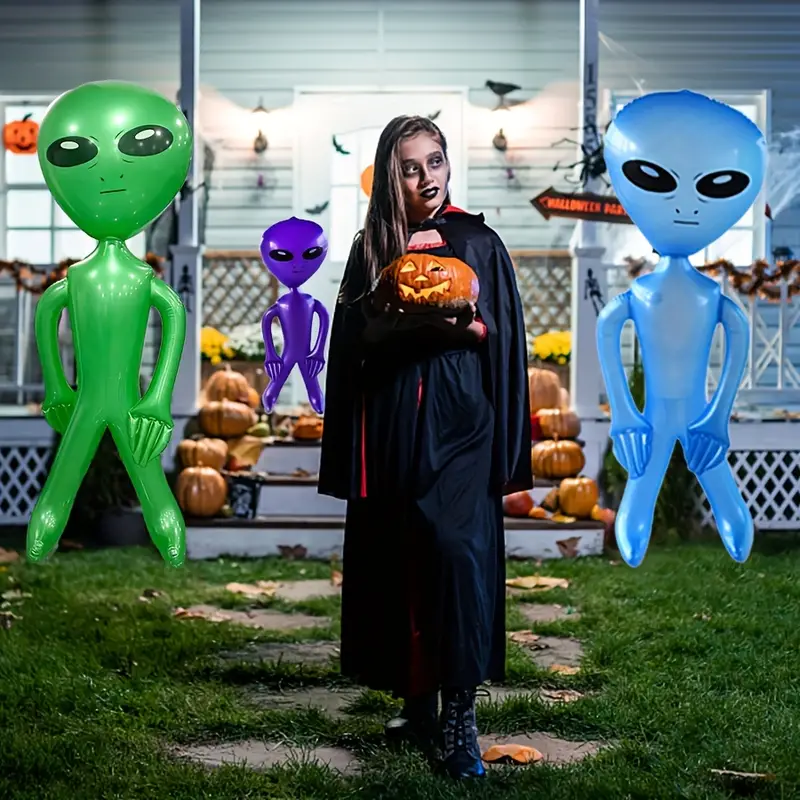 Cross-border spot inflatable alien doll, Halloween bar decoration toy, cartoon air model inflatable alien
