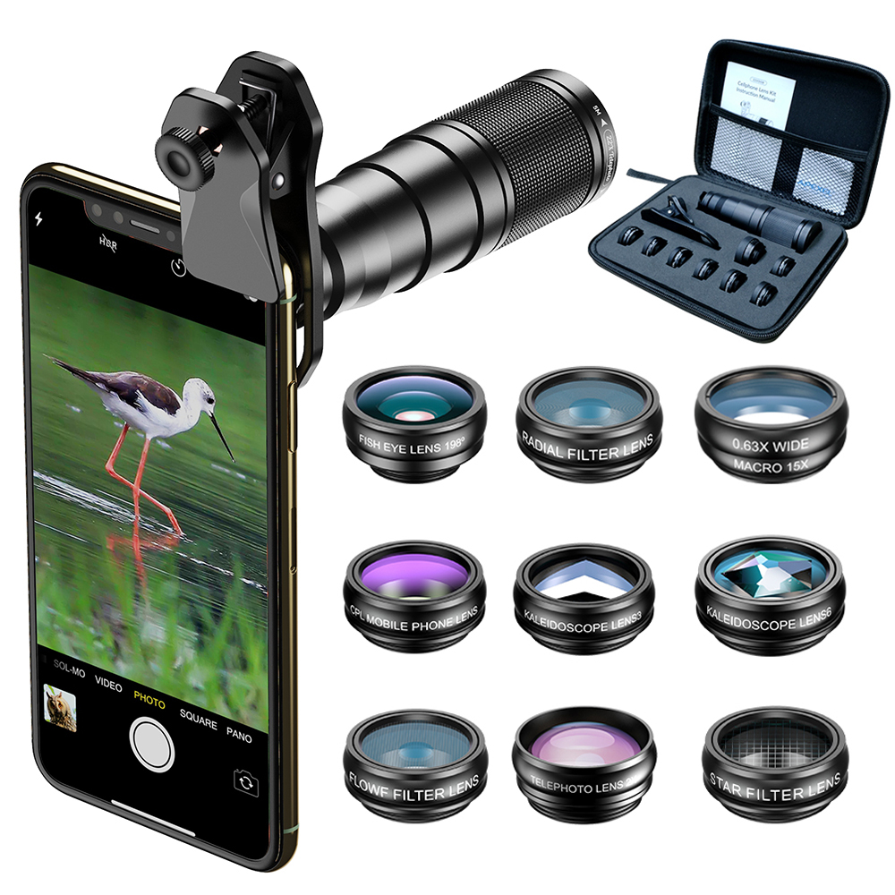 APEXEL mobiele telefoontelescoop 22X telelens met statief, professionele monoculaire telescoop voor iPhone 16/15 alle smartphones