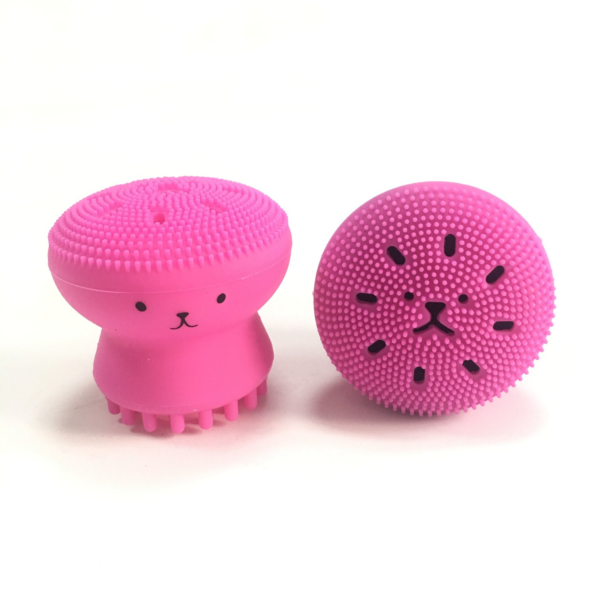 Cepillo de limpieza Facial de silicona, limpiador Facial con forma de pulpo, exfoliante, cepillo de lavado: Rose Red