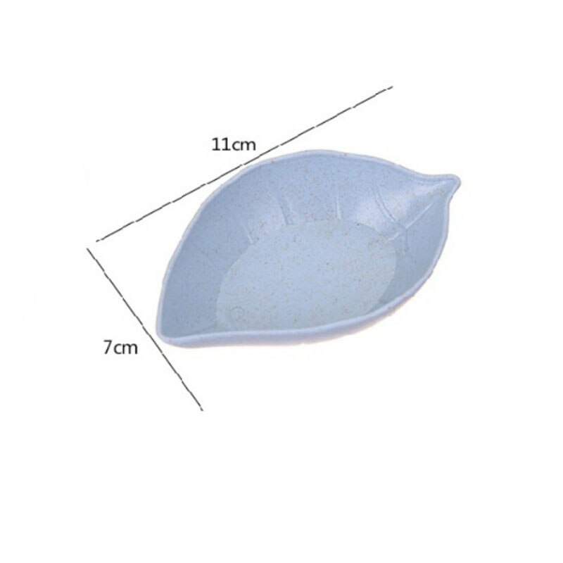 Assiettes à assaisonnement en forme de feuille, assiette à Sauce, vinaigre saveur de sel, blé fournitures de cuisine polyvalentes petit déjeuner 1 pièce: Blue