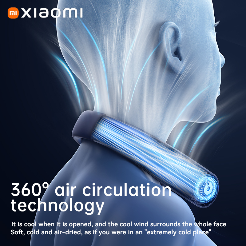 Xiaomi 8000 mAh USB Hängenden Hals Fan Tragbare Blattloser Mini Wiederaufladbare Stumm LED Digital Display Elektrische Fans Luftkühler heißer
