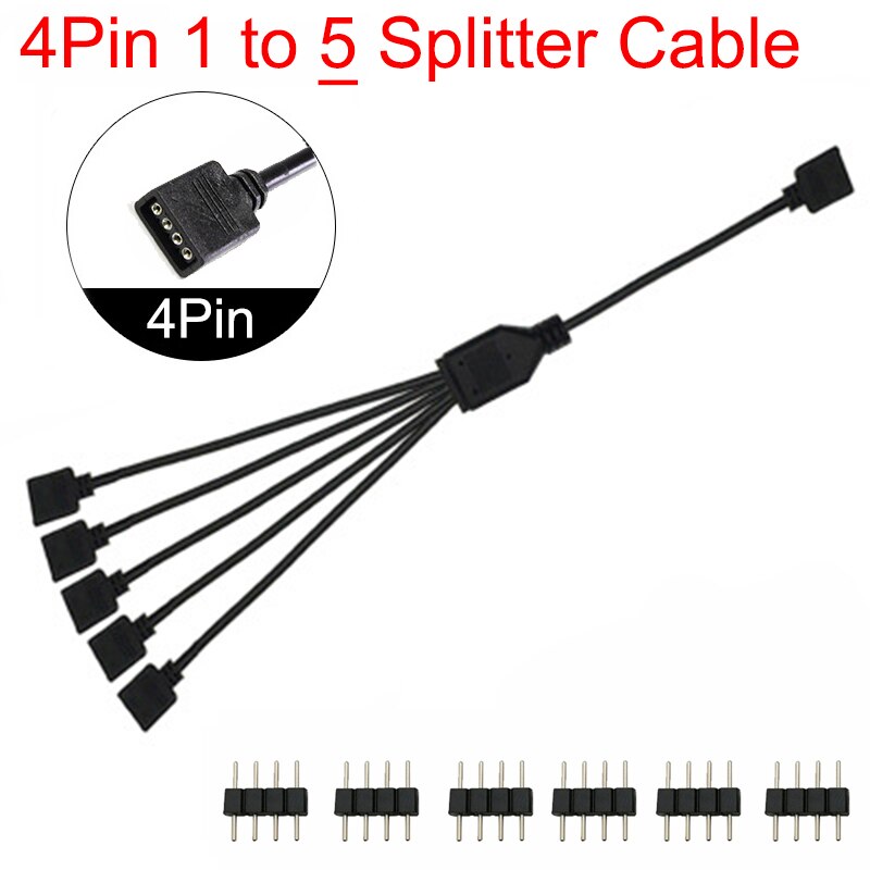 ARGB 5V 3Pin 12V 4Pin 30cm 50cm 1m 2m 3m 5m Verlängerungskabel Adapter 1 auf 1 2 3 4 5 Splitterkabel für MSI ASUS ASRock AURA LED: Grau