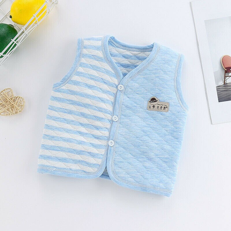 Toddler Baby Boys Girl Winter Add Wool Outerwear Vest Coats Kids Cotton Jacket Clothes 3M-5Y: Blue / 6 to 12Months