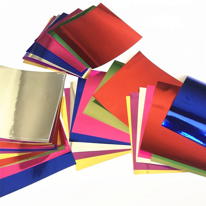 28Pcs Mirror Surface Paper Craft Decoration DIY Craft Paper Square Origami Art Metal Cutting Dies Scrapbooking Album Card