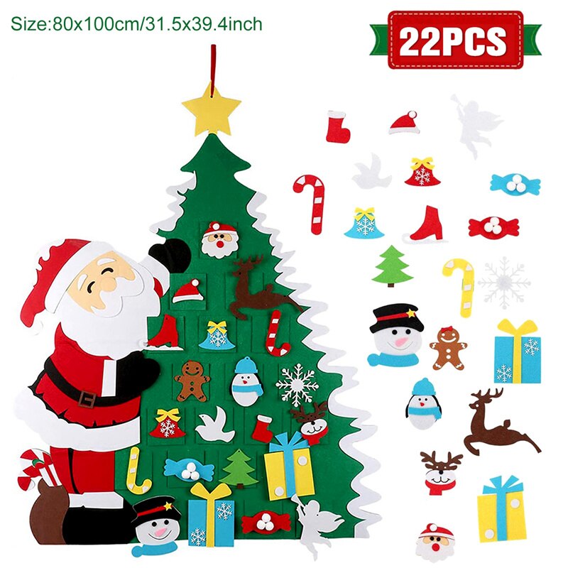 Børn diy følte juletræ juledekoration til hjemmet navidad år julepynt julemanden juletræ: Stil 35-11