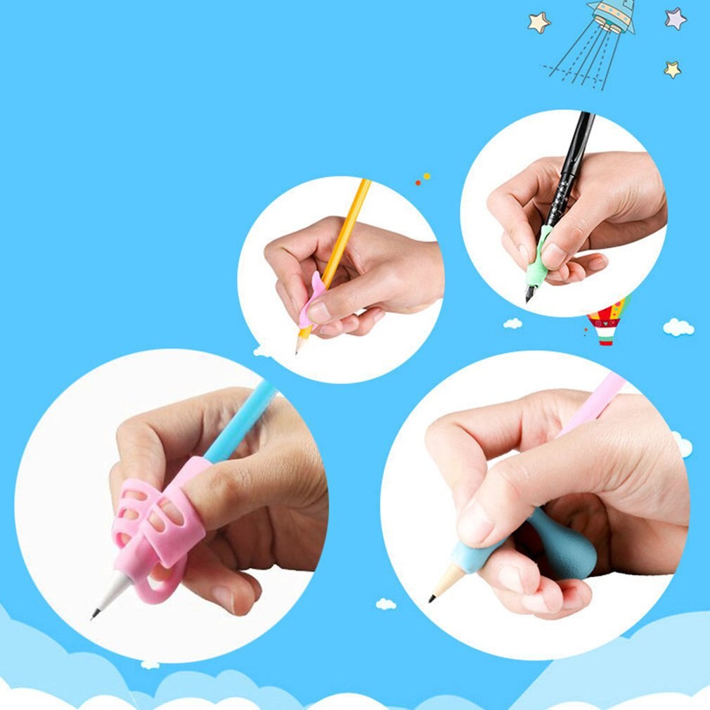 13 pcs/lot Two-Finger Kids Pen Holder Silicone Baby Learning Writing Tool Correction Device Pencil Grasp Writing Aid Pencil