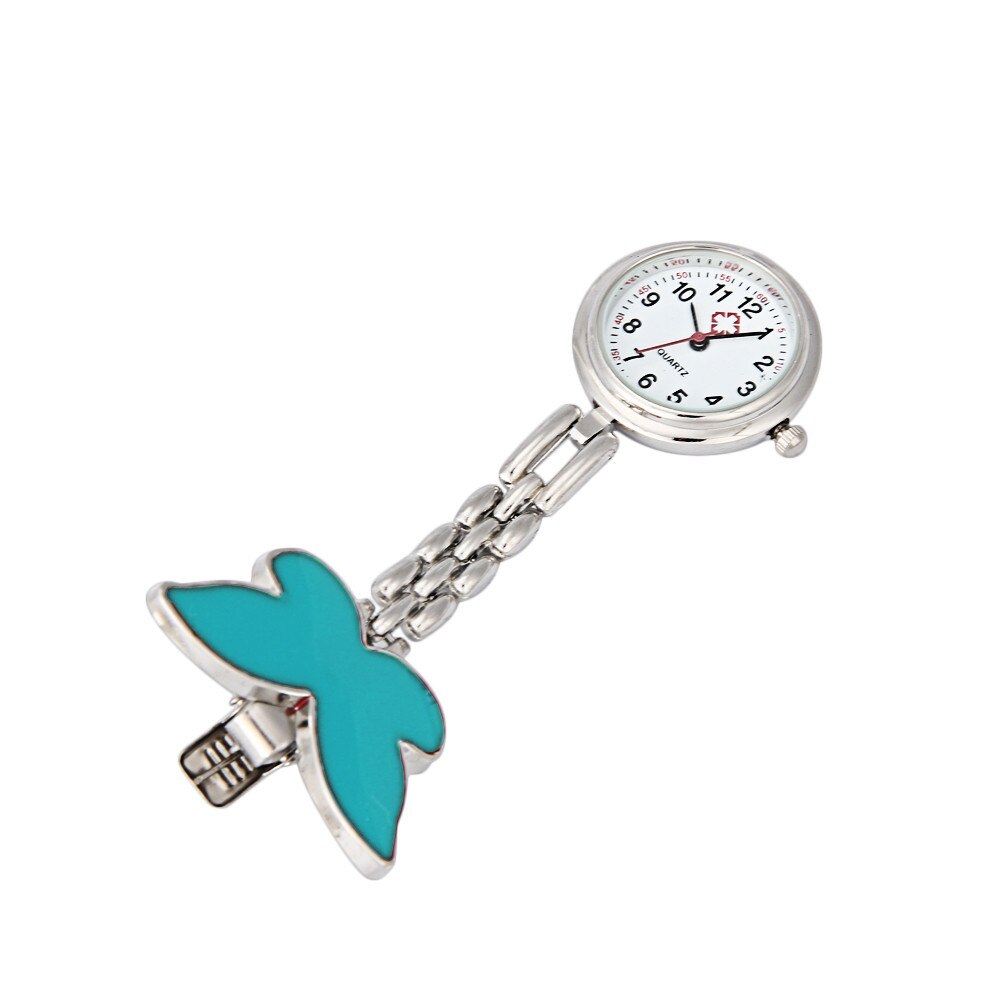 Mode Vlinder Verpleegster Arts Horloges Clip-On Fob Broche Hanger Opknoping Horloge Zakhorloge Relogio Feminino Klok: Goud