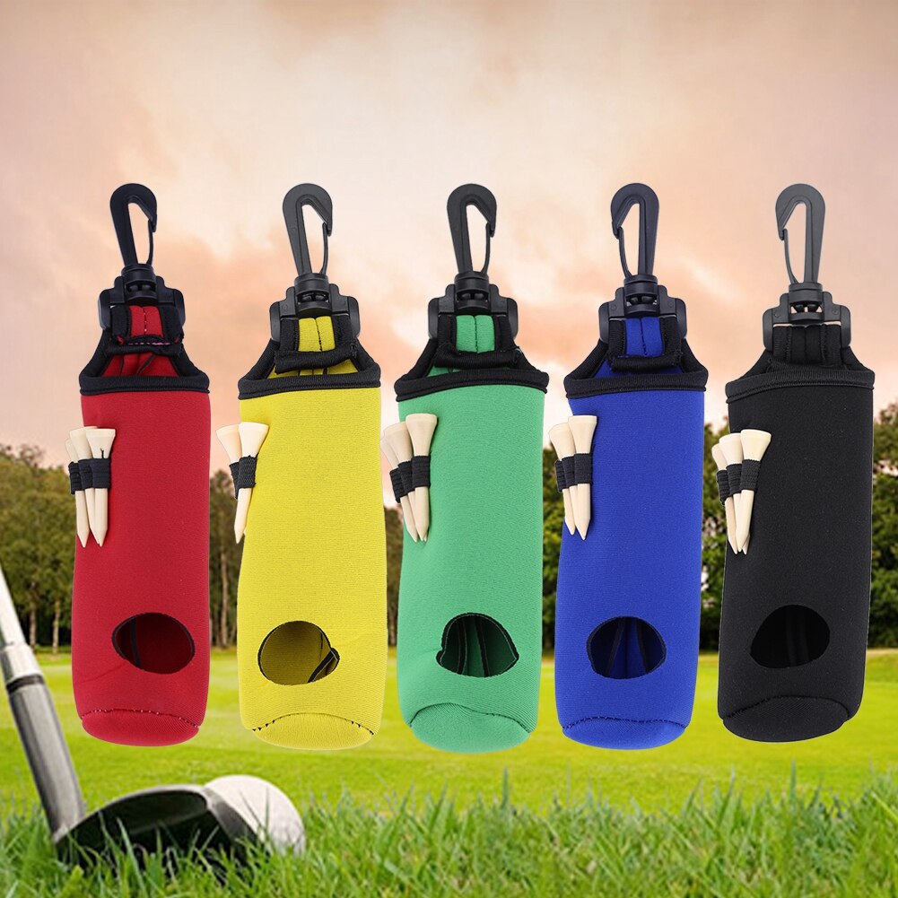 Draagbare Kleine Golfbal Zak Mini Taille Verpakking Zak 3 Bal + 3 Tee Neopreen Golfbal Pouch Met Swivel riem Clip