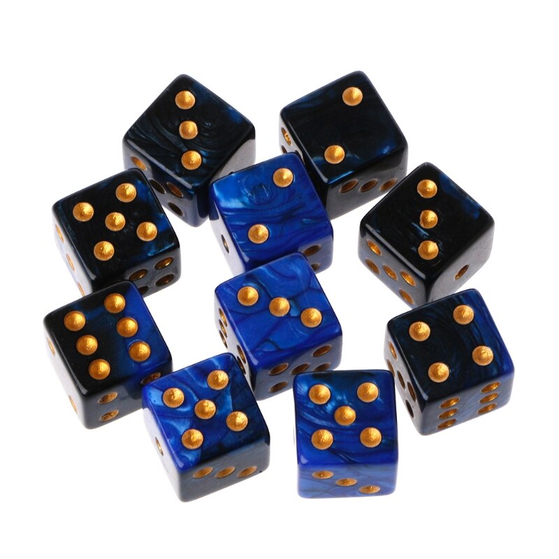 10pcs 15mm Multicolor Acrylic Cube Dice Beads Six Sides Portable Table Games Toy Multi Sides Dice for Board Game