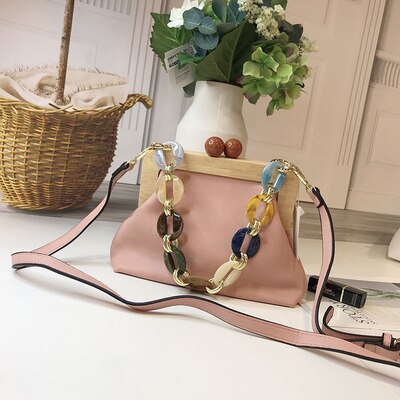 Frauen Abend Tasche Luxus Kasten Eimer Tasche Acryl Clip Kette Elegante Frauen Handtasche Bankett Partei Schulter Taschen Neue: Rosa