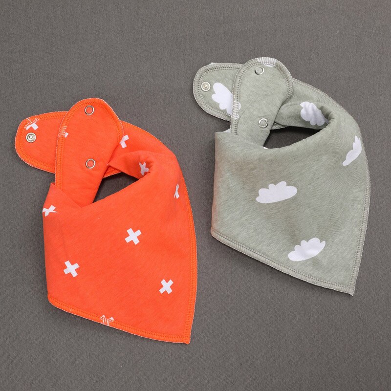 Bavettes unisexe pour bébés, en Bandana, 2 pièces, boutons ajustables, pour bavoirs pour -né, 100% coton, accessoires utiles pour bébés: K20014