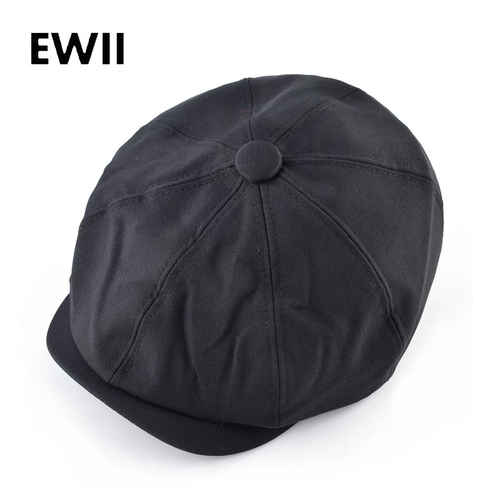 Gorra de newsboy para hombre y mujer, gorro plano de estilo vintage, gatsby, octogonal, color negro, para otoño