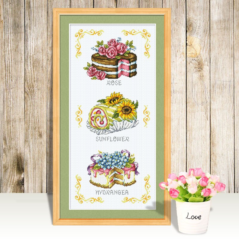 Gold Collection Lovely Counted Cross Stitch Kit Flower Cake Teapot Rose Sunflower Hydrangea Dessert Bread SO