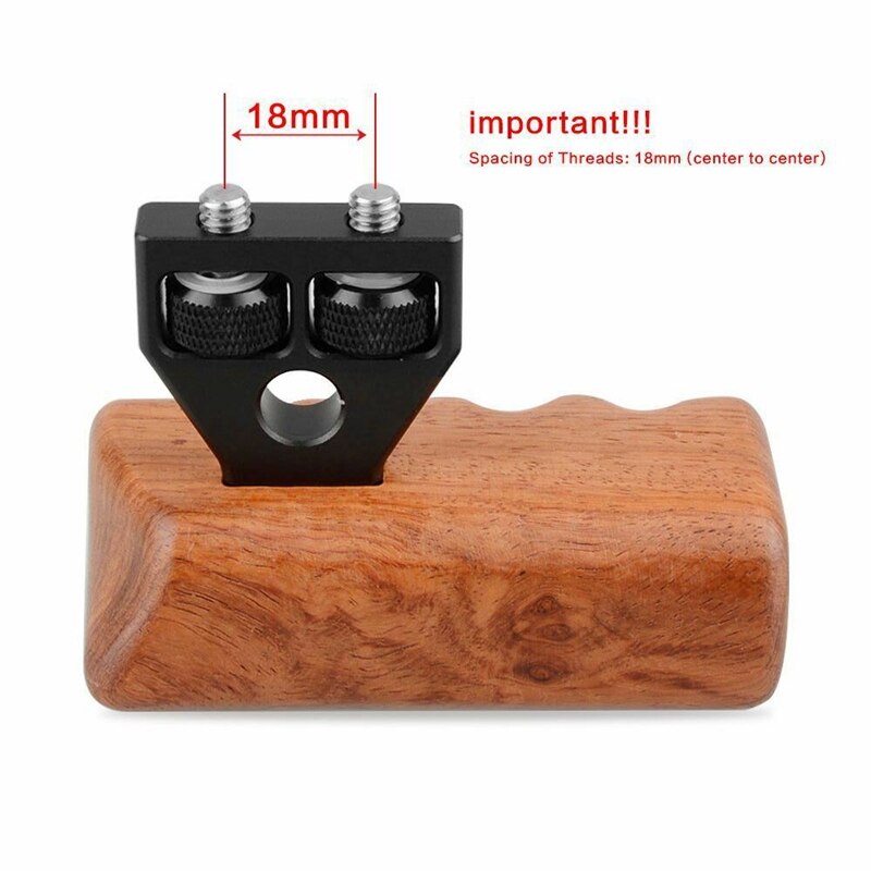 DSLR Camera Left Wooden Handle Grip Mount Support for DV Video Cage Rig Spacing 18mm