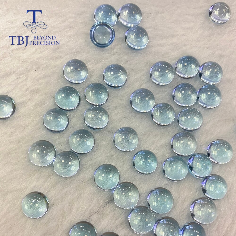 Natuurlijke Sky Blue Topaz Ronde 8 Mm Cab Voor Zilveren Sieraden Montage 100% Natuurlijke Sky Topaz Losse Edelstenen Tbj Raden