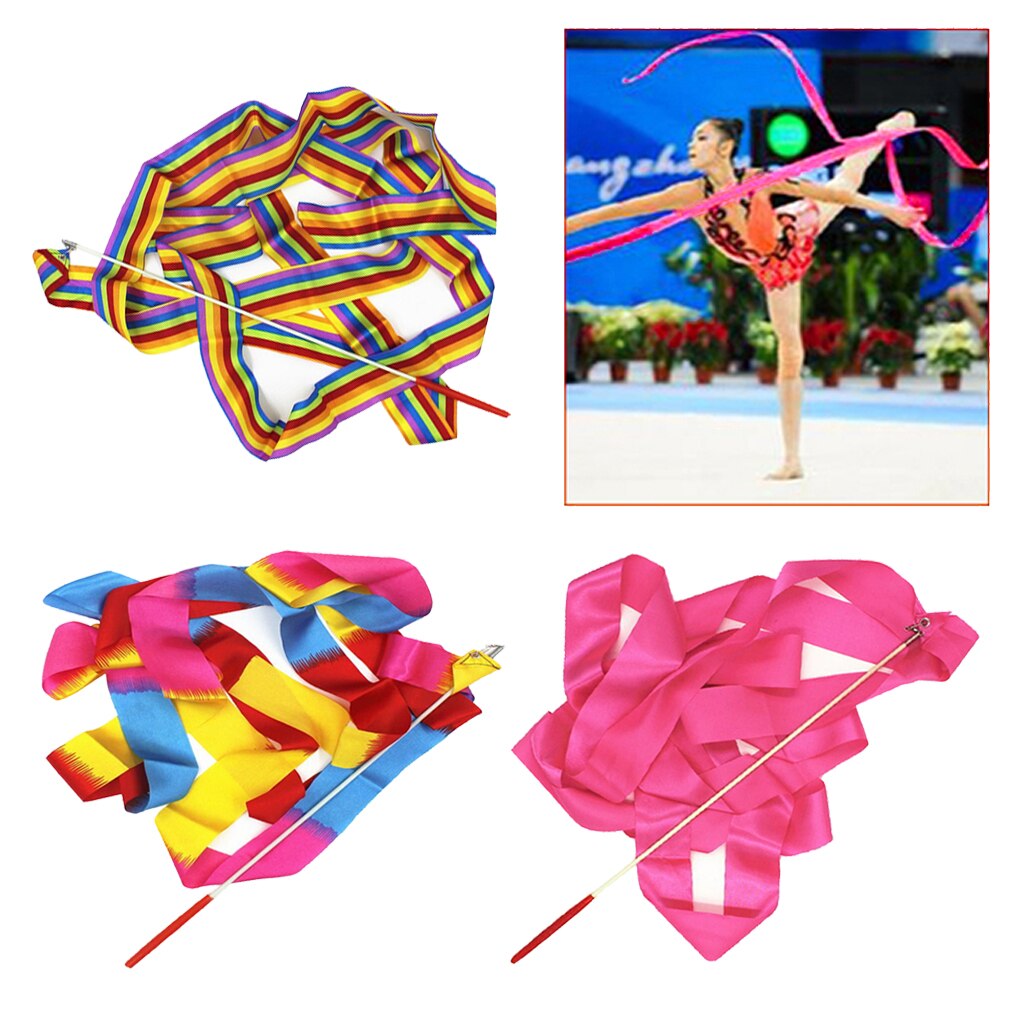 Dance Ribbon Dancing Streamers with Rod Rhythmic Gymnastics Ribbon Streamer