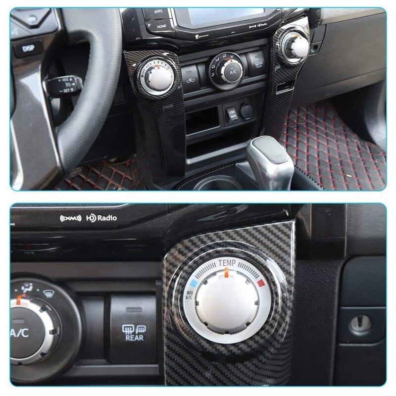 Marco decorativo para la cubierta del panel del interruptor del aire acondicionado de toyota 4 runner, con patrón de fibra de carbono.