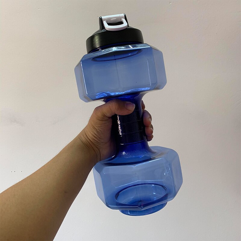 Haltère Portable 1.5L/2.5L capacité formateur bouteilles d'eau étanche incassable bouteille en plastique Shaker Fitness salle de sport bouilloire: Black