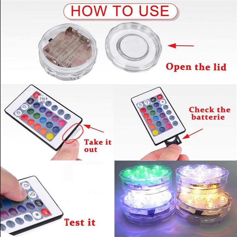 10Leds Zwembad Licht Rgb Submersible Licht Onderwater Led Night Light Voor Outdoor Vaas Aquarium Vijver Disco Bruiloft party