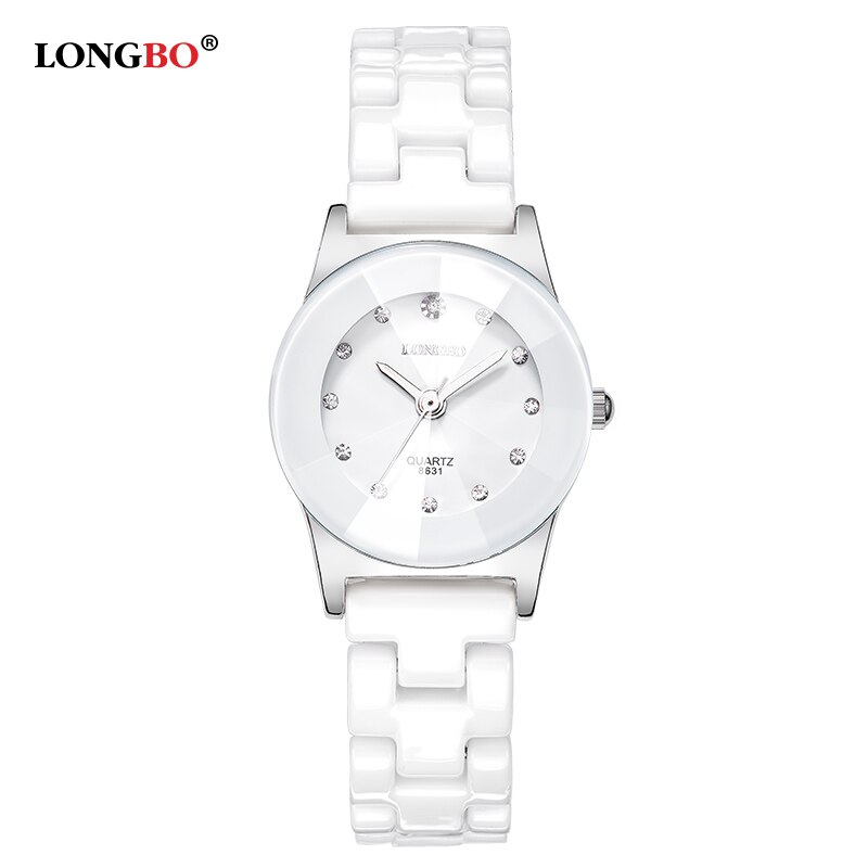 Luxury White Ceramic Water Resistant Classic Easy Read Sports Women Wrist Watch Top Lady Rhinestone watch: womenwhite 28mm