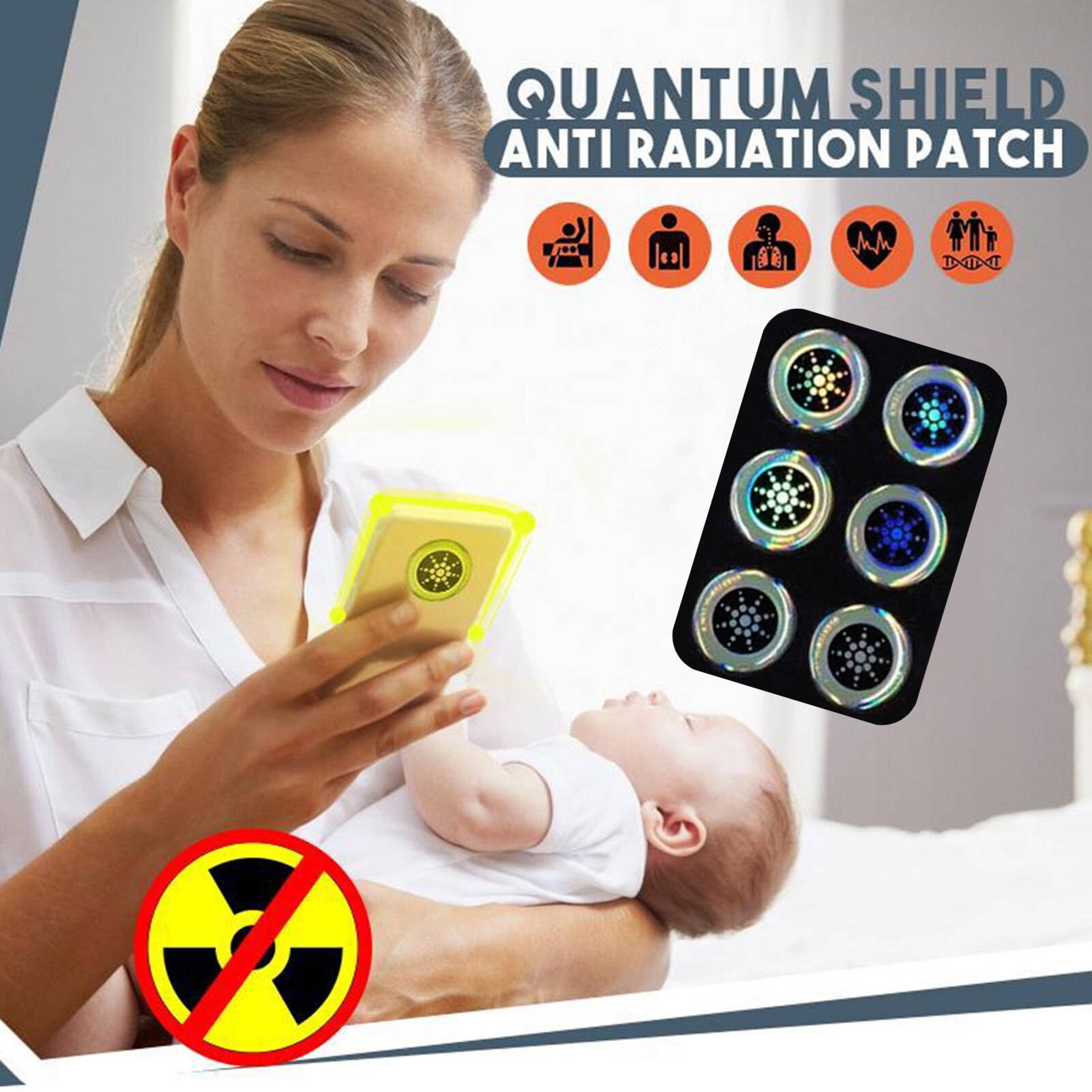 Autocollants Anti-Radiation pour téléphones portables 6 pièces/ensemble, bouclier électromagnétique de forme ronde, patchs anti-ondes électromagnétiques