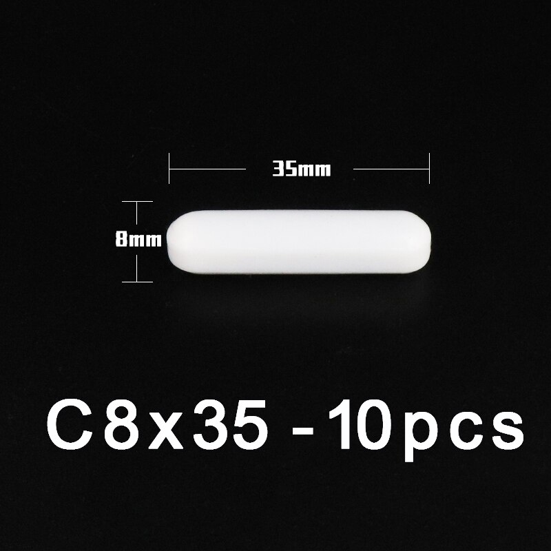 PTFE Magnet Rührer Rühren Bar Zylindrischen Typ-C Magneton Rühren Rührgerät Weiß Dreh Riegel, mehrere Größen Für Wahl, 10 stücke: C8x35mm-10Stck