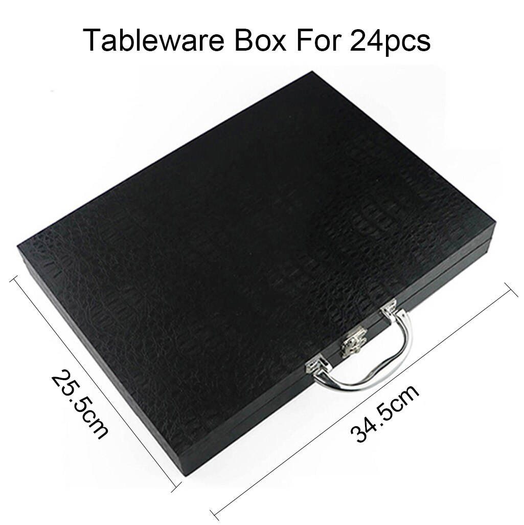 Bestek Collection Case Box Voor 16/24 Pcs Servies Antioxidatieve Houten Geschenkdoos Goud Zwart Zilver Opbergdoos: Black 24pcs