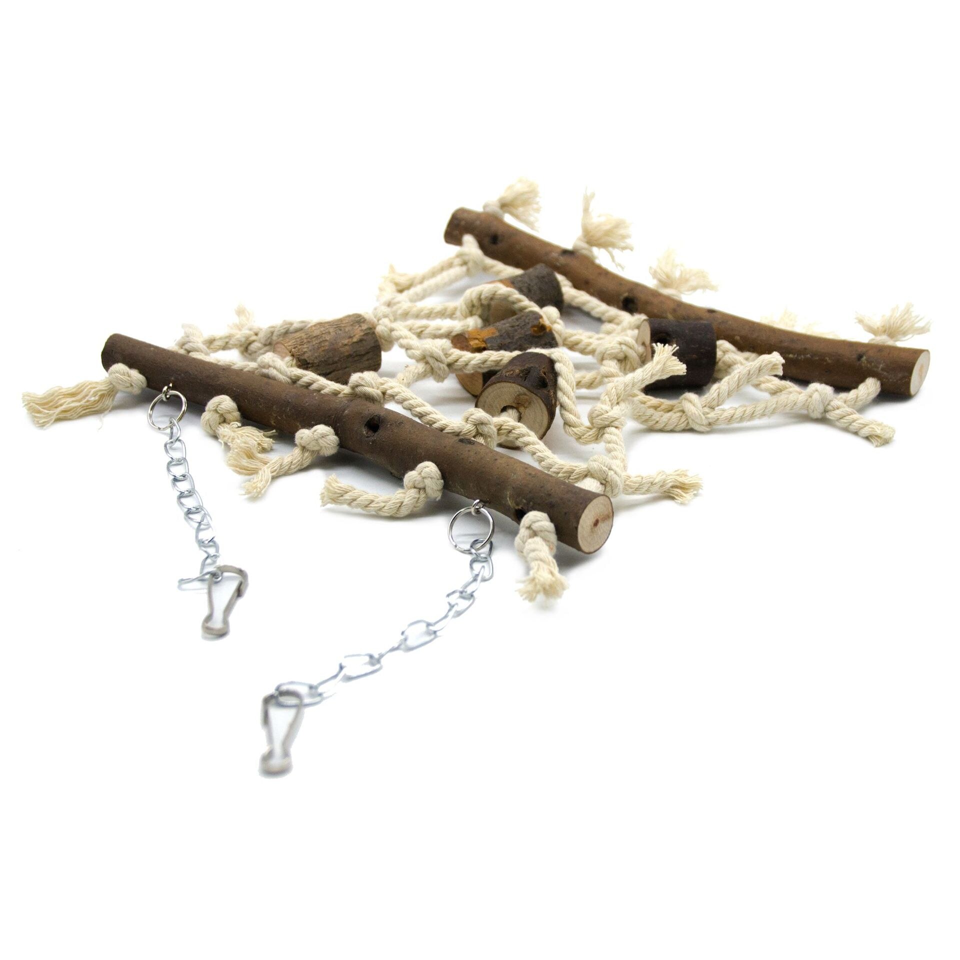 1 Uds divertido cuerda de cáñamo y de madera soportes para loros Columpio de pajaros de juguete accesorios loro mascota Juguetes