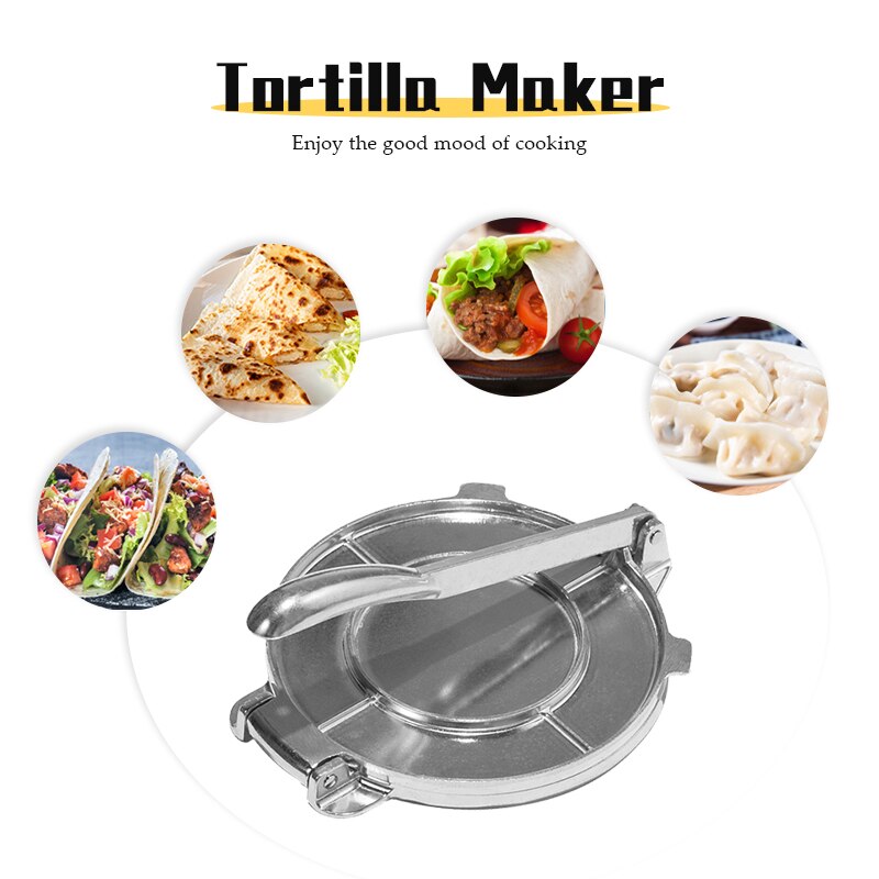 20CM Aluminum Alloy Tortilla Press Maker Foldable Home Kitchen Flour Corn Baking Press Maker DIY Pie Tools Kitchen Accessories