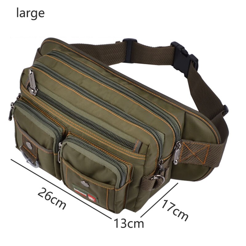 Riñonera de gran capacidad para hombre, bolsas impermeables en cintura, paquete de cintura para hombre, bolsa de teléfono multifunción Oxford, novedad: big ArmyGreen