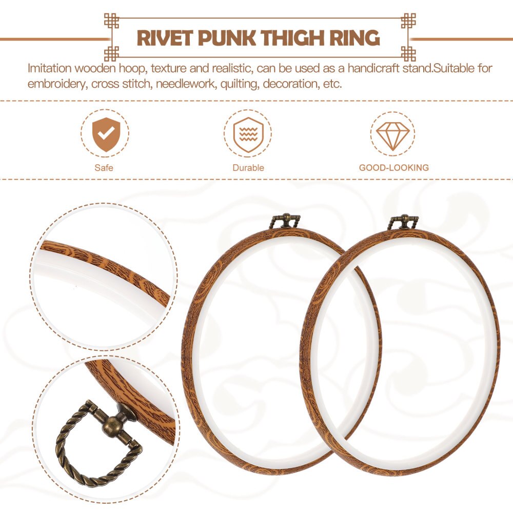 2Pcs Embroidery Hoops Circles Imitation Wood Cross Stitch Hoops